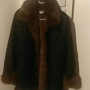 Womens Marvin Richard Denim faux fur jacket large